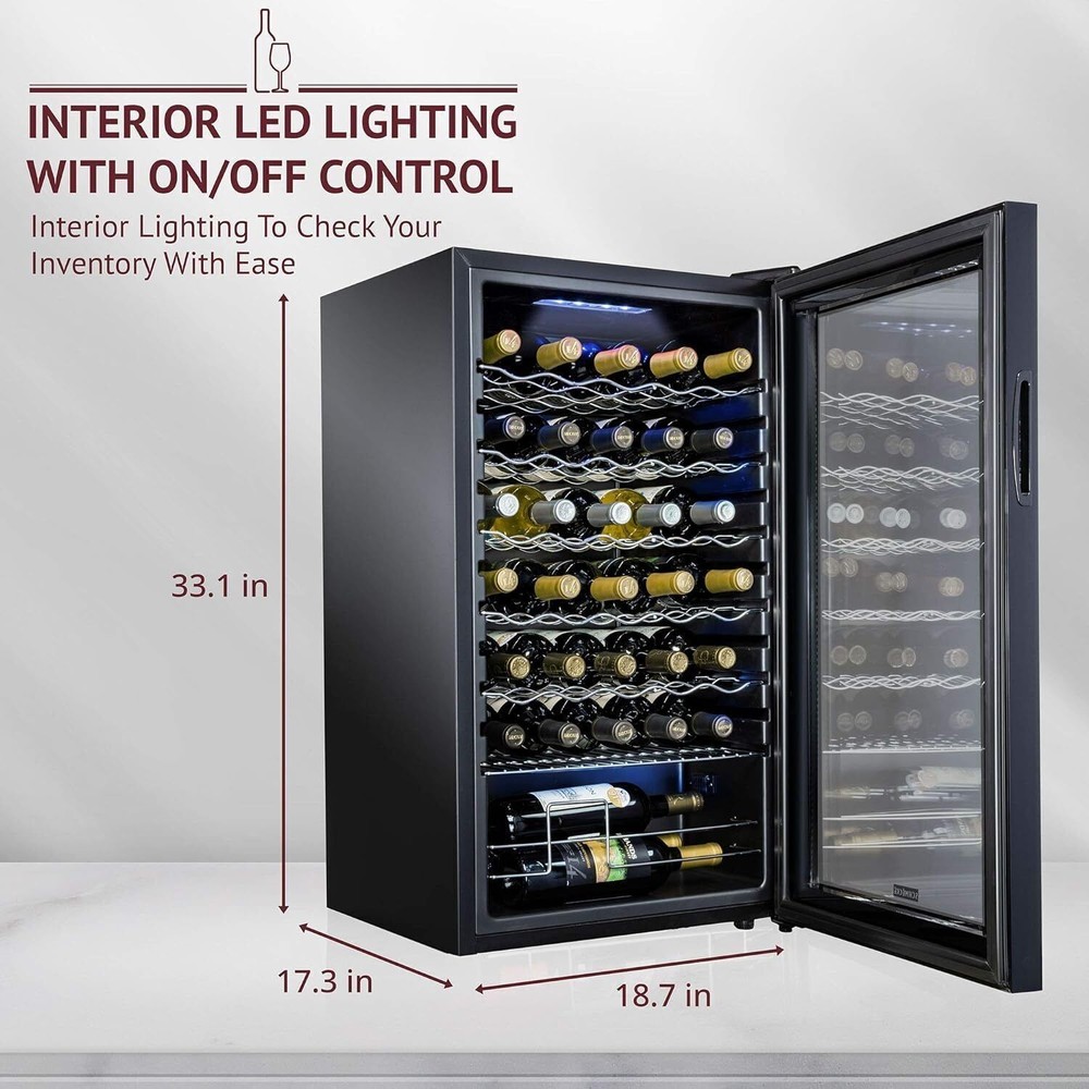 12 Bottle Compressor Wine Cooler Refrigerator Energy Efficient Lock Freestanding