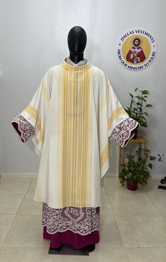 MONE WHITE  VESTMENT CHASUBLE & STOLE