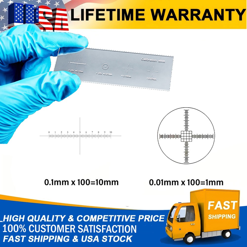 0.01mm Microscope Reticle Calibration Slide Multifunctional for School Lab US