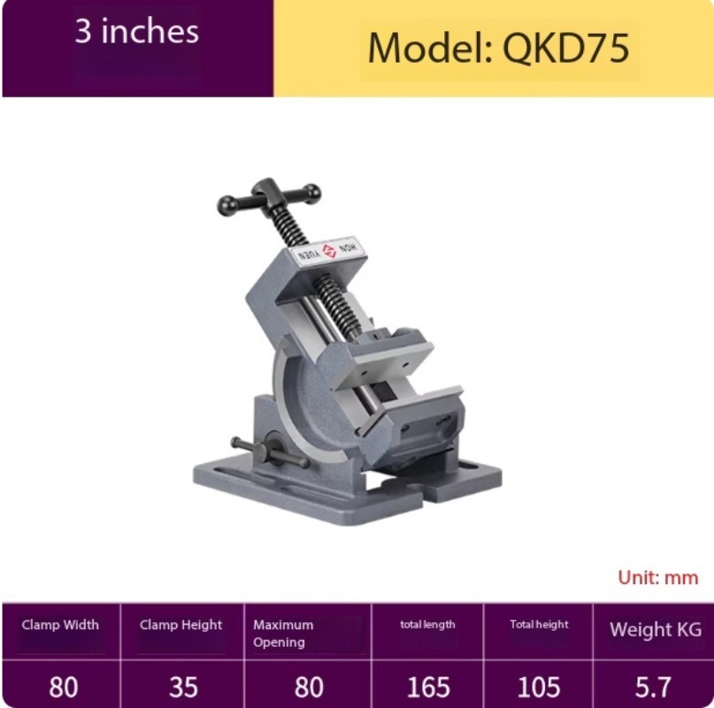 Tilting Rod-Type Angle Vise 0-90 Degree Tilting Drill Press Table Vise