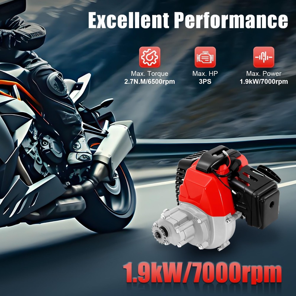 49CC Two Stroke Engine Motor, Single Cylinder Air Cooled Replacement