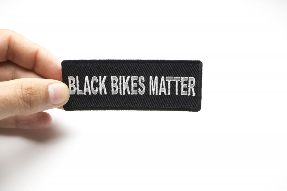 Embroidered Iron-On Patch, Black Bikes Matter, 4" x 1.5"