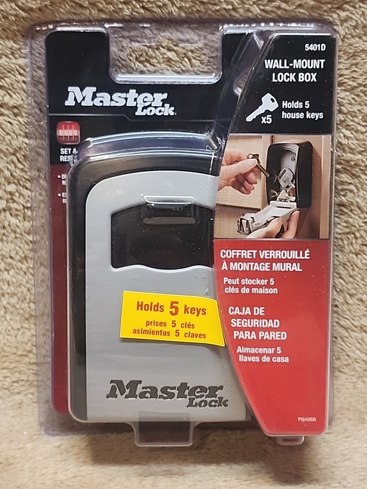 Master Lock Wall Mount Lock Box Combination Dials Holds 5 Keys  5401D