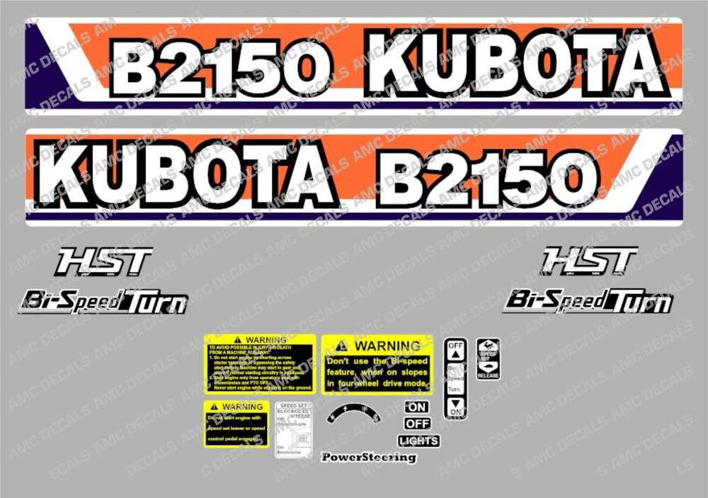 KUBOTA B2150 HST COMPACT TRACTOR DECAL STICKER