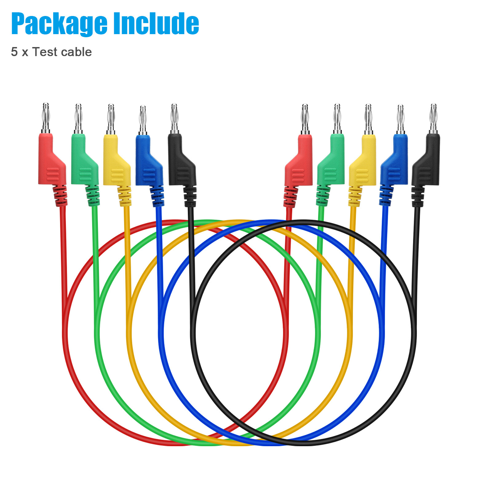 5Pcs Stackable Banana to Banana Plug Test Lead Soft Wire Cable for Multimeter