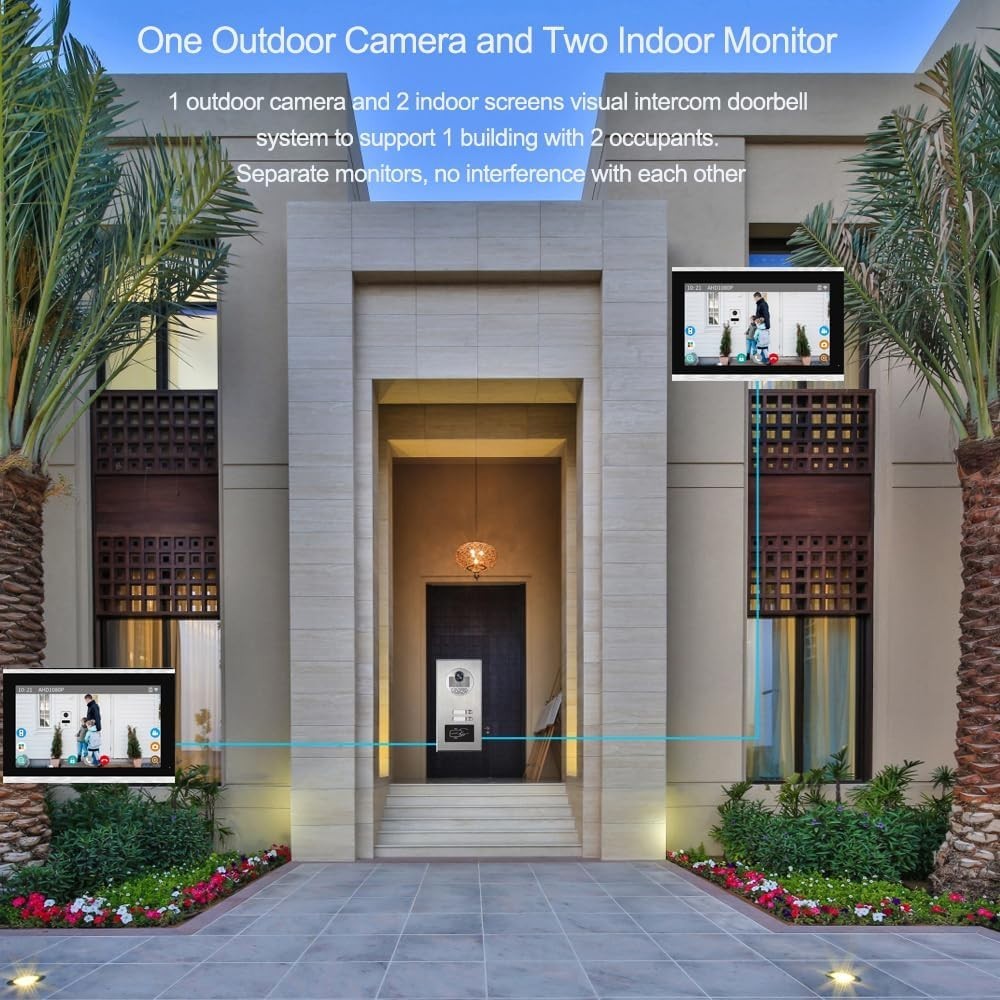10-Inch Touchscreen Smart Video Intercom for 2 Units – with Motion Detection,