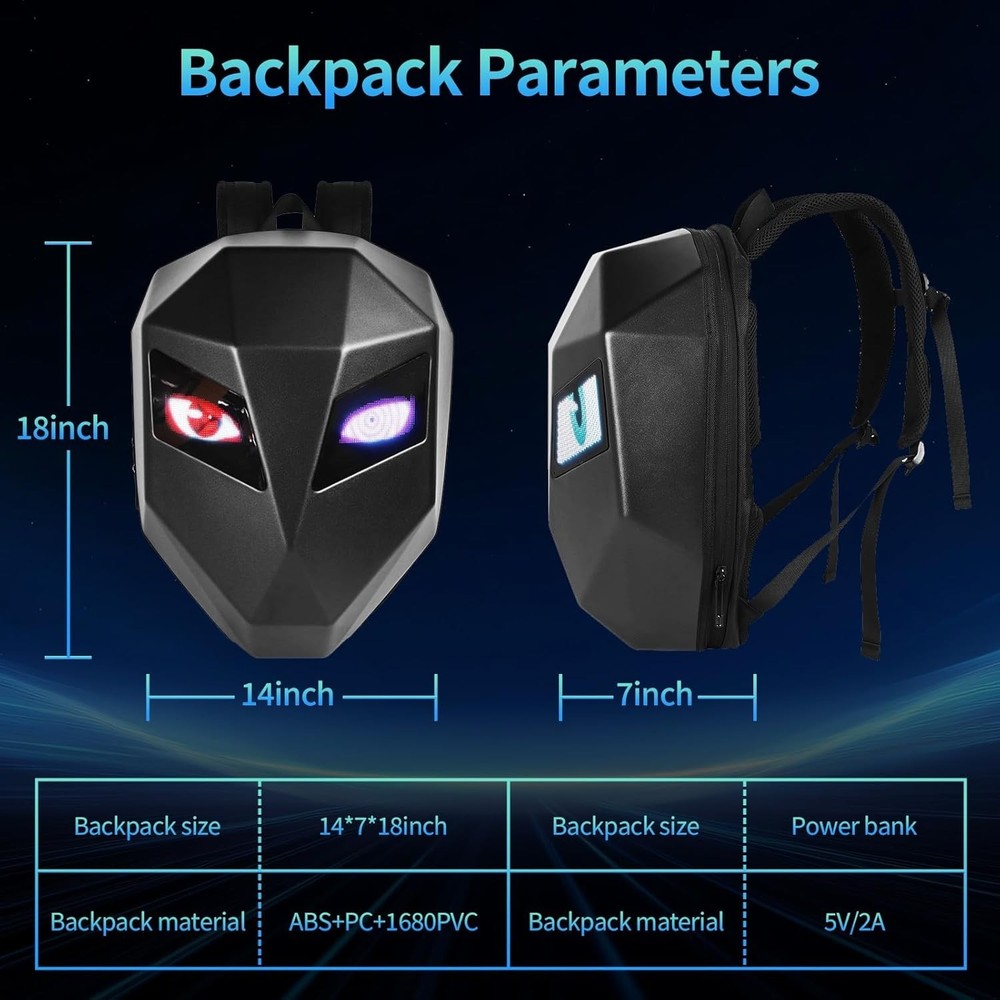 Waterproof Motorcycle LED Knight Backpack Laptop Bag DIY programming Backpack 3D