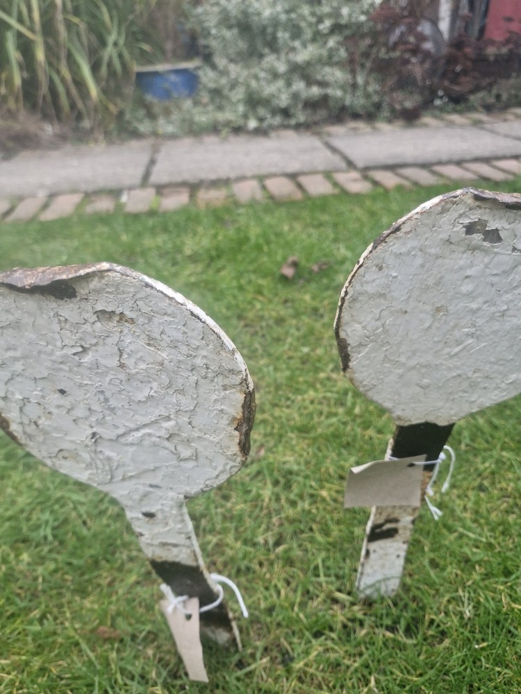 Pair Victorian Cast Iron Markers Original Paint