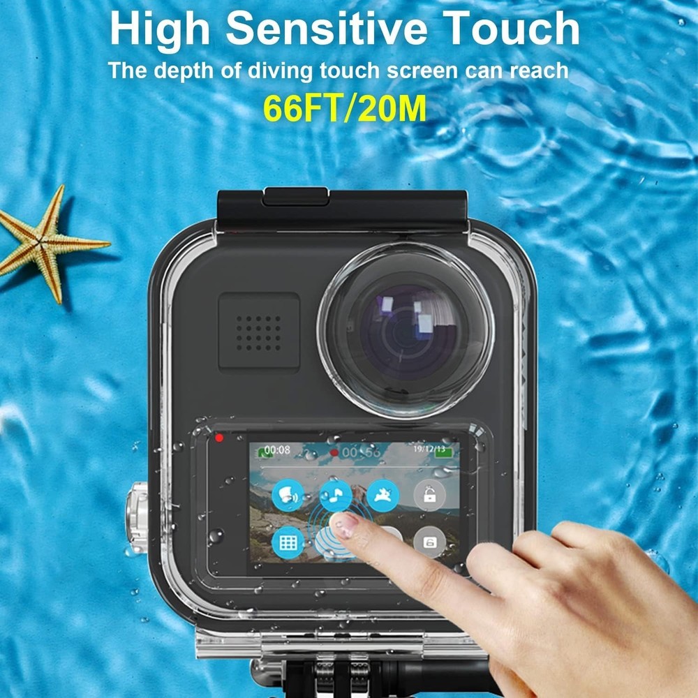 147FT/45M Touchscreen Waterproof Diving Case for Go Pro MAX Action Camera,Und...