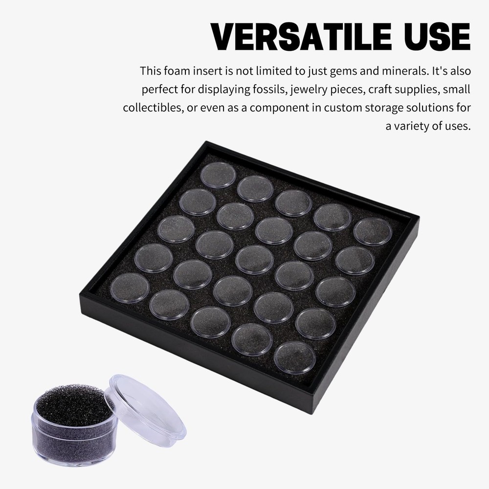 25 Gem Display Case Diamond Gemstone Storage Box, Small Round Plastic Contain...