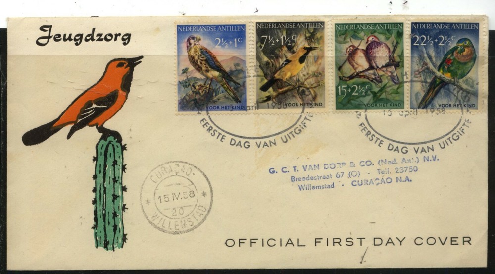 Netherlands  Antillies  cachet  cover  birds        KL0501