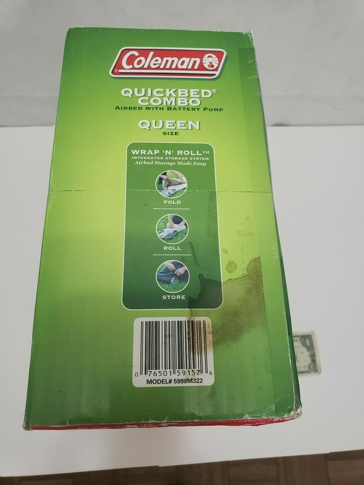 Coleman Quick Bed Combo with Battery Pump - Queen Size - SEALED - Made 2005