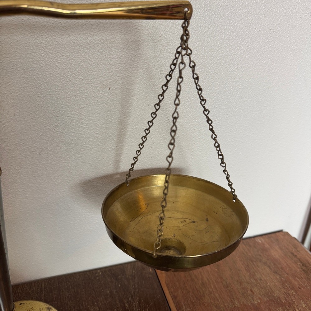 Vintage Antique? Solid Brass beam balance scale Distressed Decor only