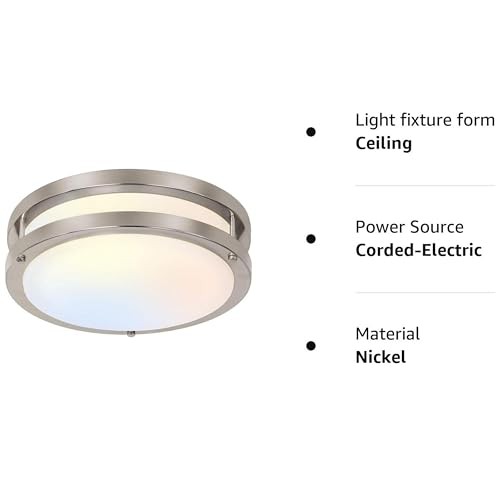 Flush Mount LED Ceiling Light Fixture, 13 inch Brushed Nickel