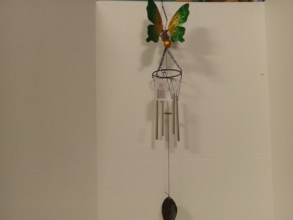 green buterfly wind chime new