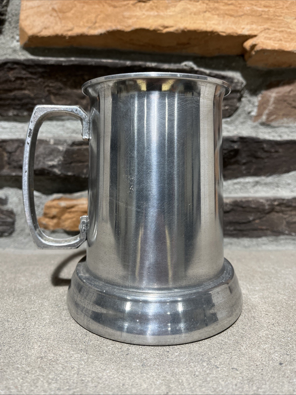 Metal Vintage Beer Stein Mug With Clear Bottom 5.5”