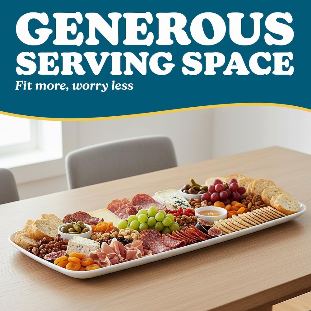 Rectangle White Serving Tray (2-Pack) - 17.5" Disposable Serving Platter