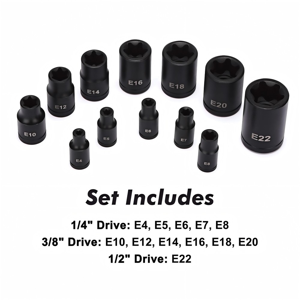 25PCS Torx Bit Socket and External Socket Set T8- T60 & 12 Female E-Torx Sockets
