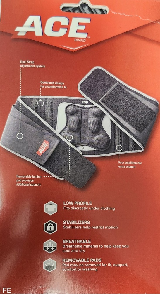 ACE Back Deluxe Stabilizer With Lumbar Support (Gray) One Size Adjustable