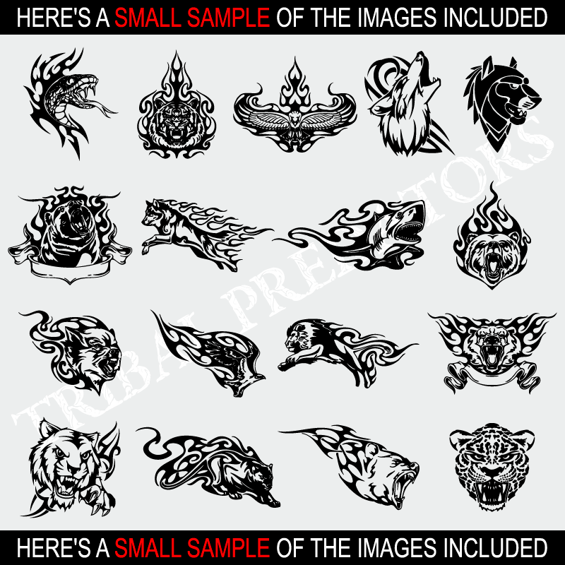 TRIBAL PREDATORS CLIPART-FLAMES VECTOR CLIP ART-VINYL CUTTER PLOTTER GRAPHICS CD