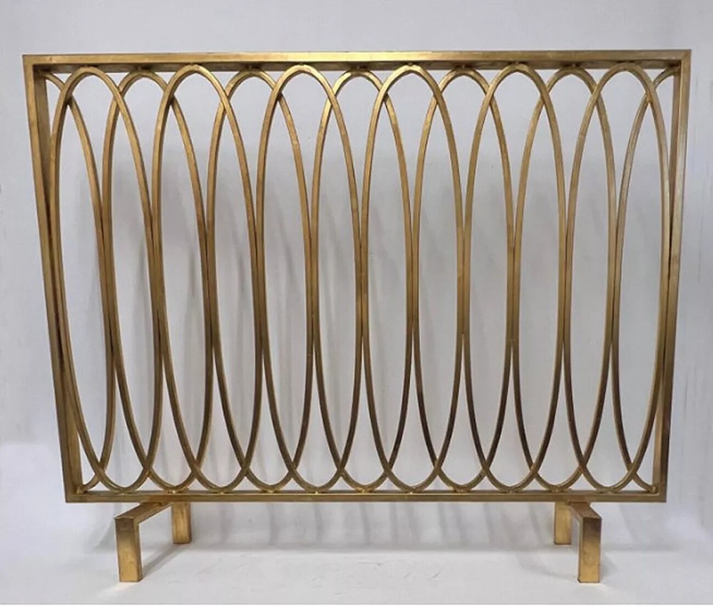 ANTIQUE GOLD OVAL LOOP FIREPLACE SCREEN-40'' X 31''H