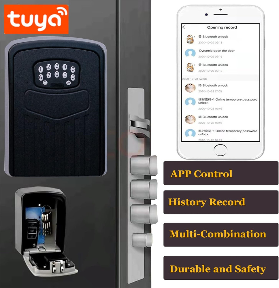 Smart Key Lock Box, APP Control Bluetooth Wireless Lock Box for House Key Outdoo