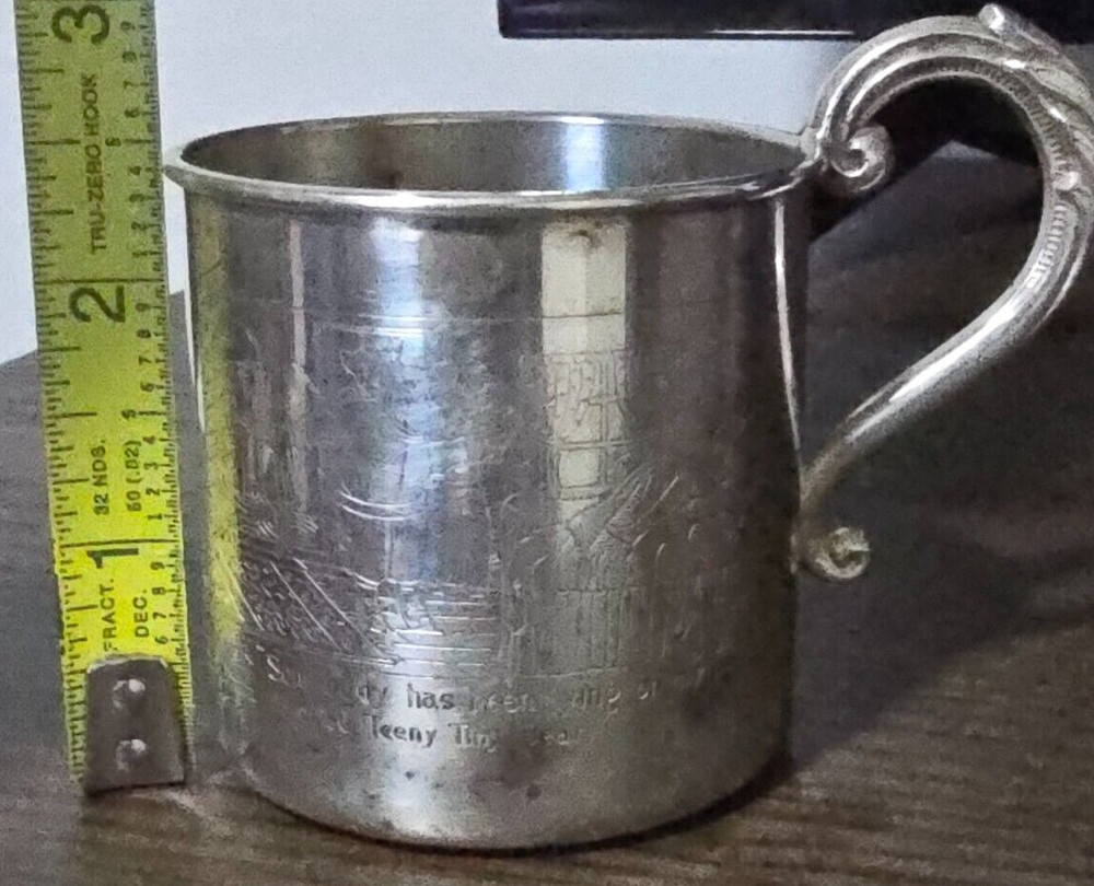 Antique W M. A Rogers (S.P Copper) Lead MTS 923 Cup w/ Etching