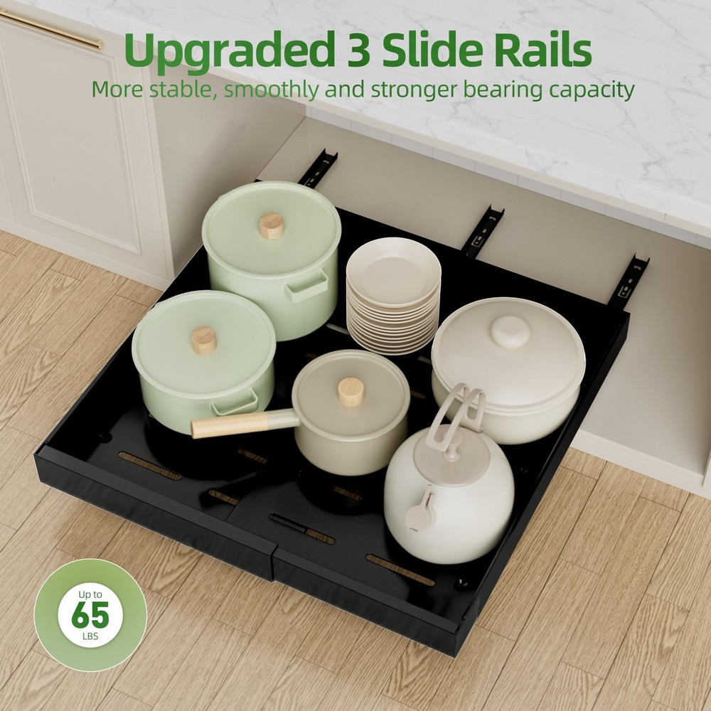 4 Pack Expandable Pull Out Cabinet Organizer, 21'' Deep Pull Out Drawers for ...