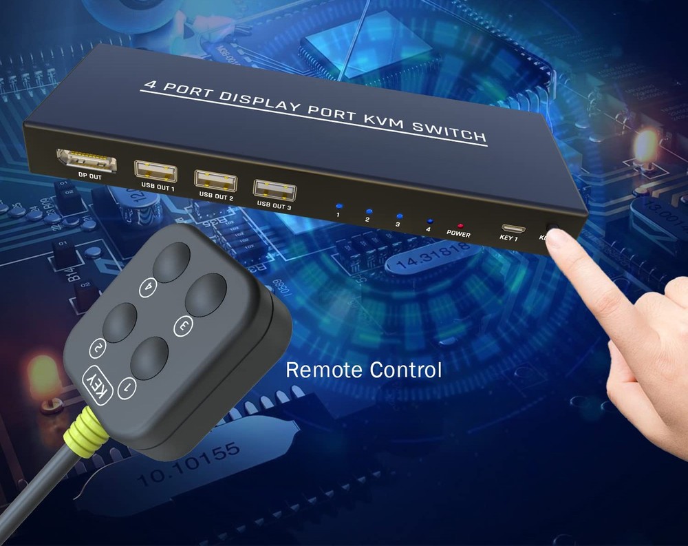 KVM Switch 4 Computers - Share Monitor, Keyboard, Mouse, Printer, USB Devices