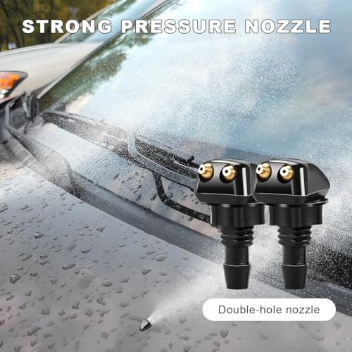 2 PCS Front Windshield Washer Nozzles, Double-Hole Windscreen Washer 2PCS