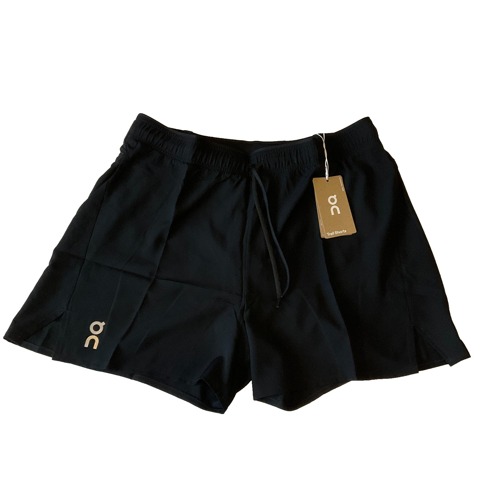 On Cloud Trail Shorts Mens Size L Black Light Weight Drawstring Stretch Waist