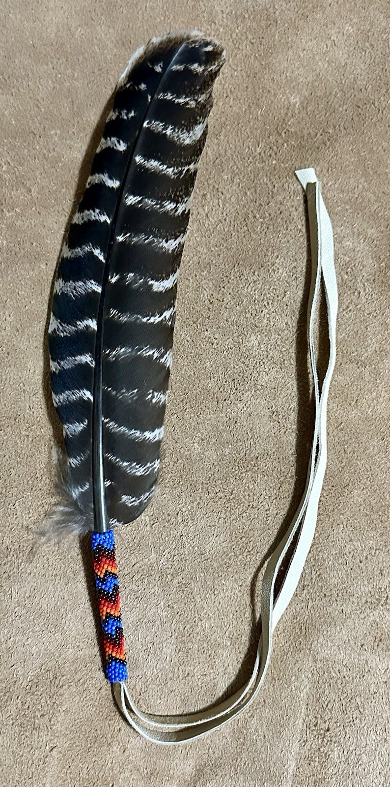 Native American Lakota Sioux Beaded Feather.