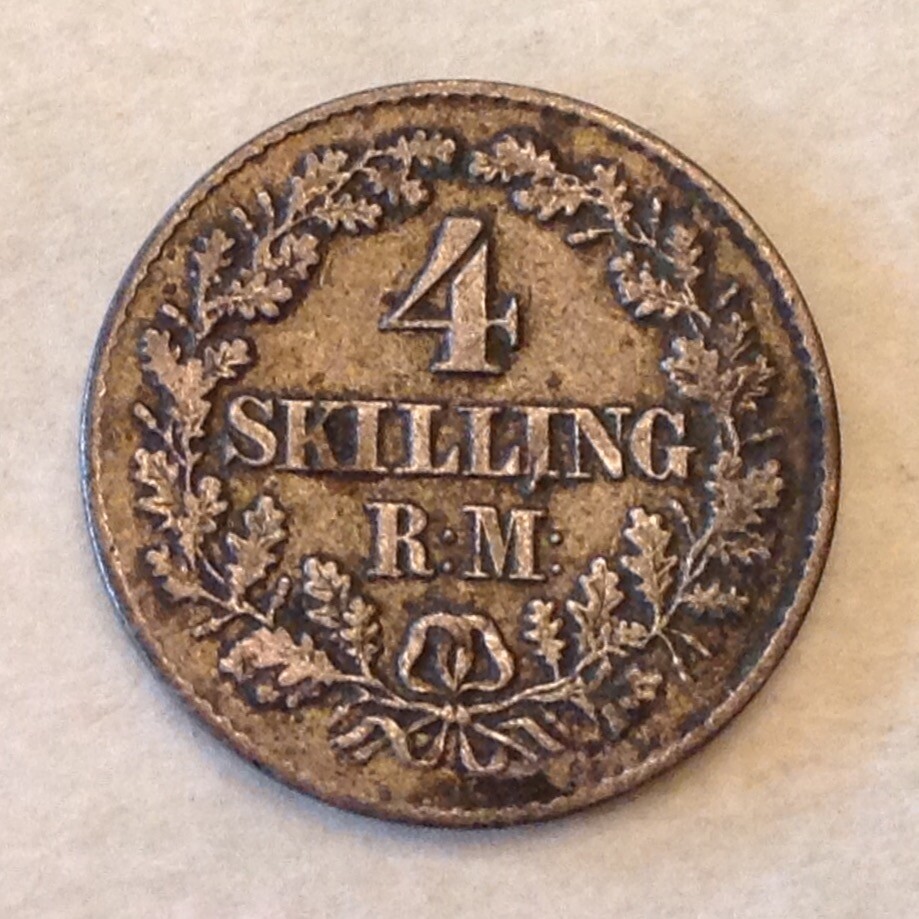 ~ 1856 Denmark Frederick VII 4 Silver Skilling