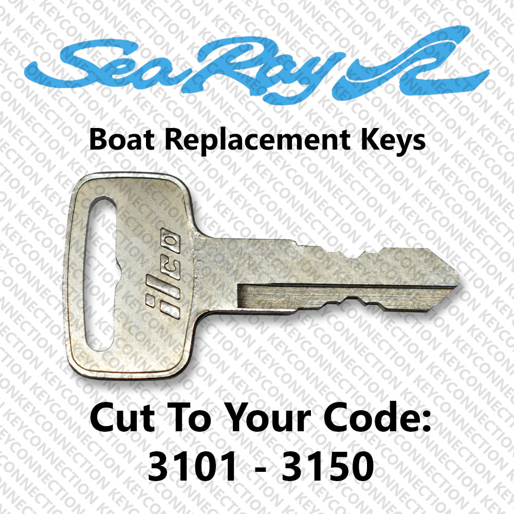 Sea Ray Boat Replacement Key Cut to Code 3101 - 3150