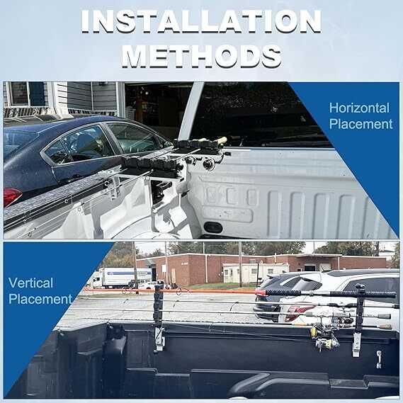 ELITEWILL Aluminum Clamp on Fly Fishing Rod Holders for Truck Bed, Holds Fishing