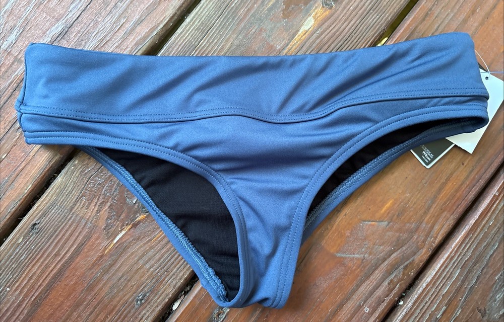 TYR Women's Solid Riva Classic Bikini Bottom - Small Slate Blue SPF 50+ NWT
