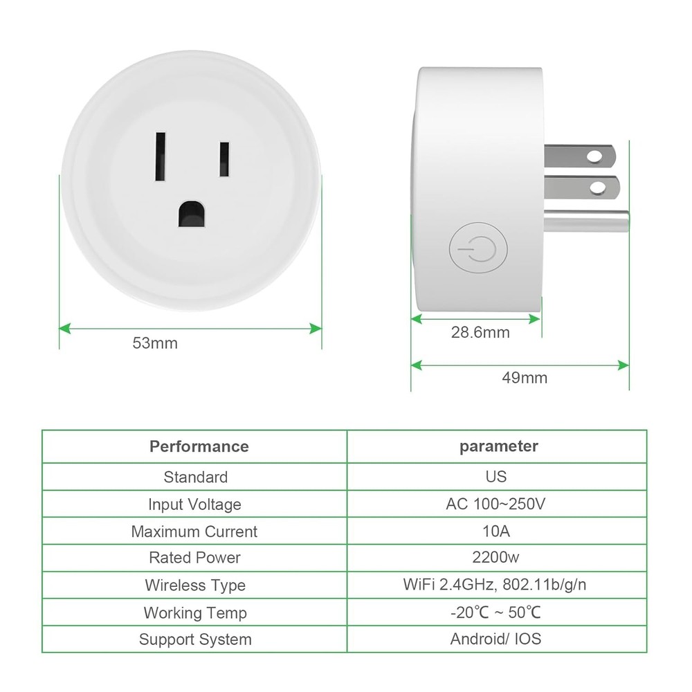 Smart WiFi Plug Work with Alexa&Google Assistant Remote Control&Voice Activation