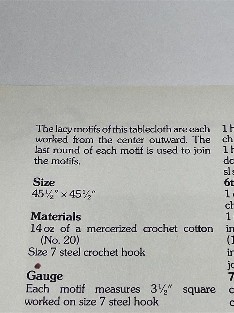 Marshall Cavendish Pretty Petals Lacy Tablecloth Crochet Pattern