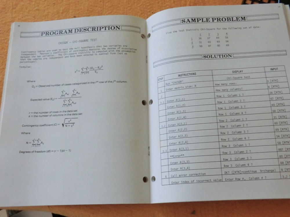 VINTAGE HP-75 User Library Solutions Manuals for Statistics AND Test Statistics