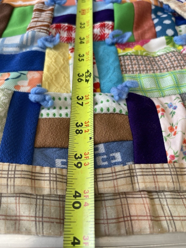 Vintage 70s Handmade Patchwork Quilt Blanket 68x40