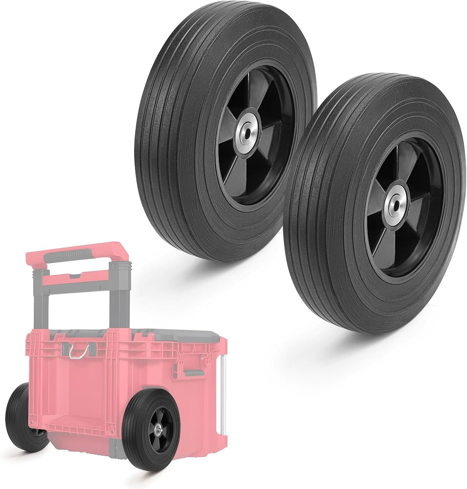 Milwaukee Packout Toolbox Replacement Wheels - 9.3 Inch PU Rubber (2 Pack)