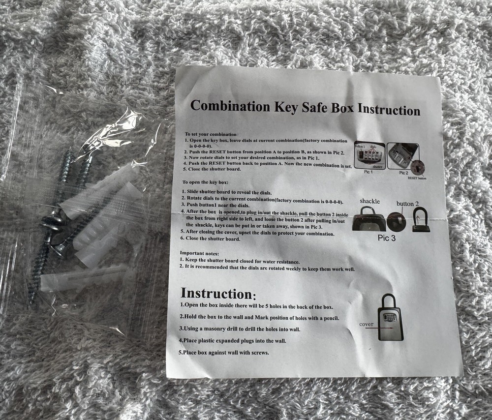 Combination Key Storage Lock Box w/ Changeable Code (Fayleeko)