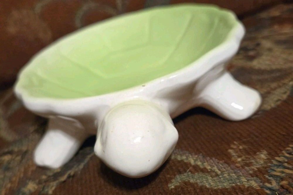 Vtg Ceramic Turtle Trinket Soap Dish Japan