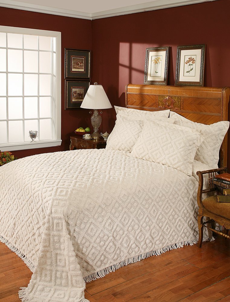 DIAMOND TUFTED CHENILLE BEDSPREAD, ALL COTTON