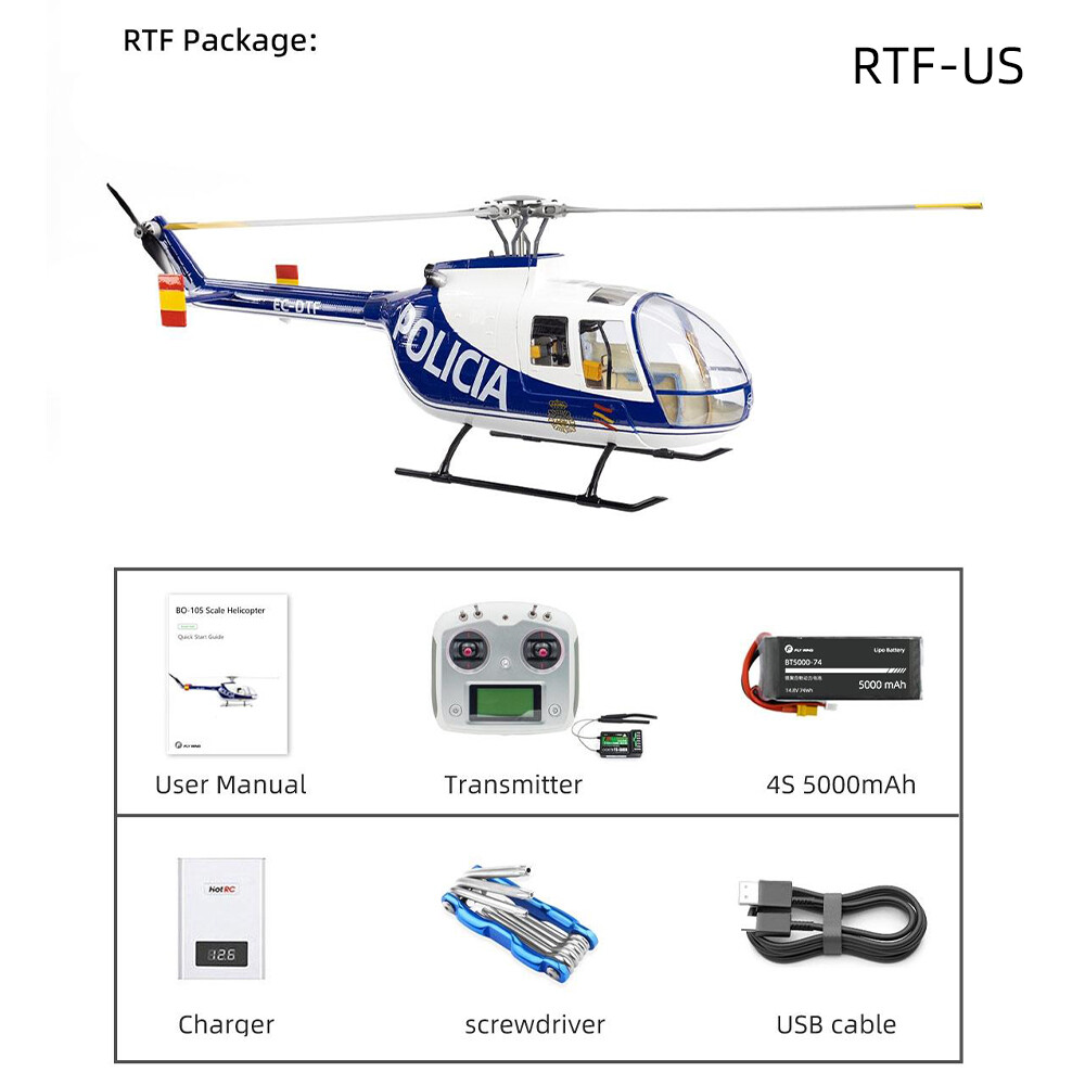 Fly Wing BO-105 6CH GPS 3D Hovering Auto Return H1 Controller RC Helicopter RTF