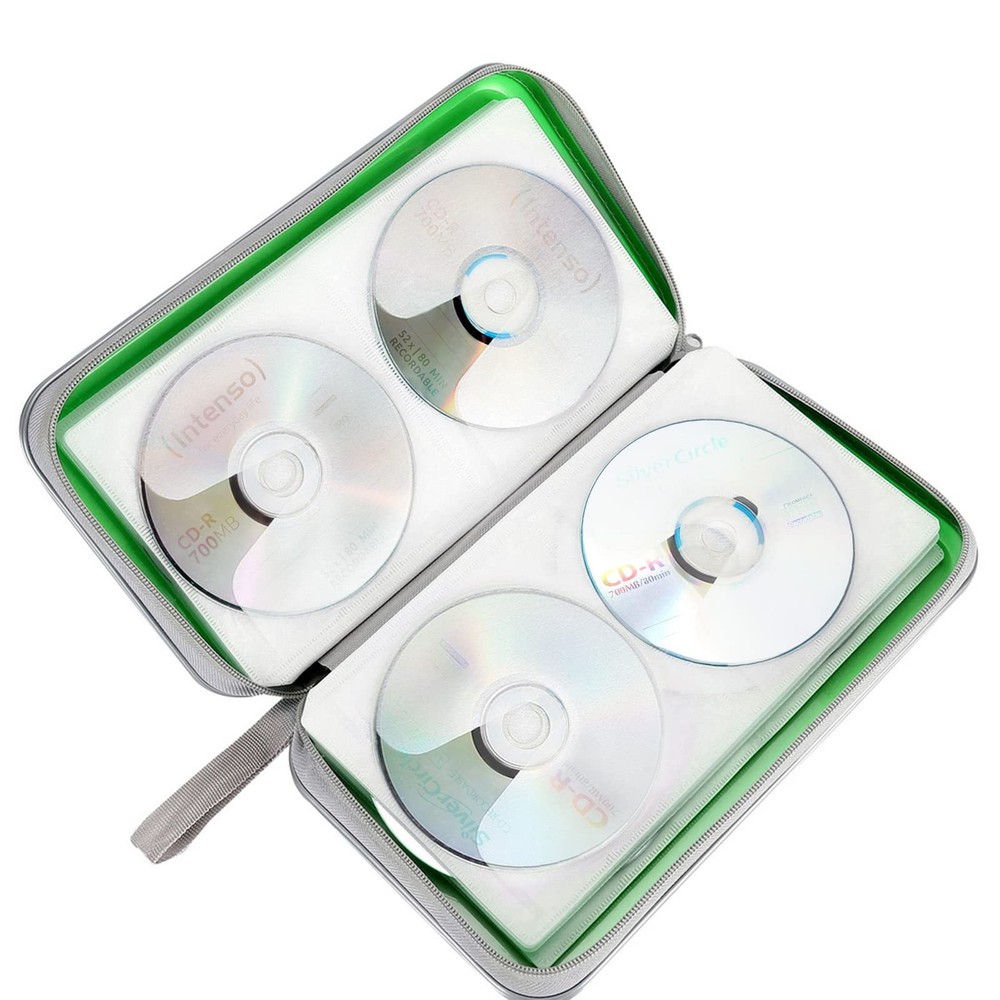 CD Case, Siveit DVD Holder 96 Capacity Hard Plastic Disc Cases Storage Binder