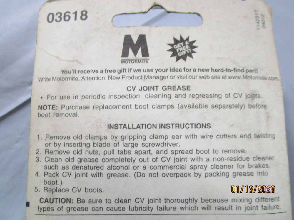 CV Joint Grease Motormite 03618