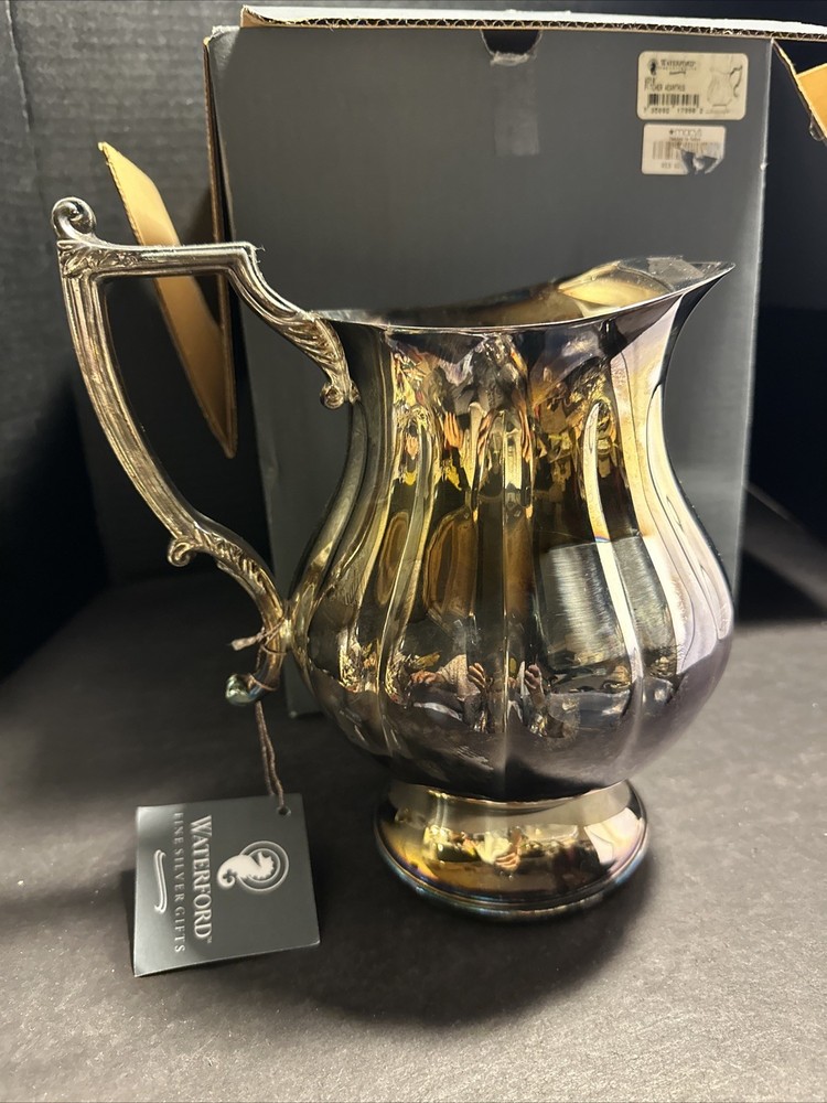 Waterford Silver Plated Pitcher 8” Fine Silver Gifts w/ Tag & Box #P