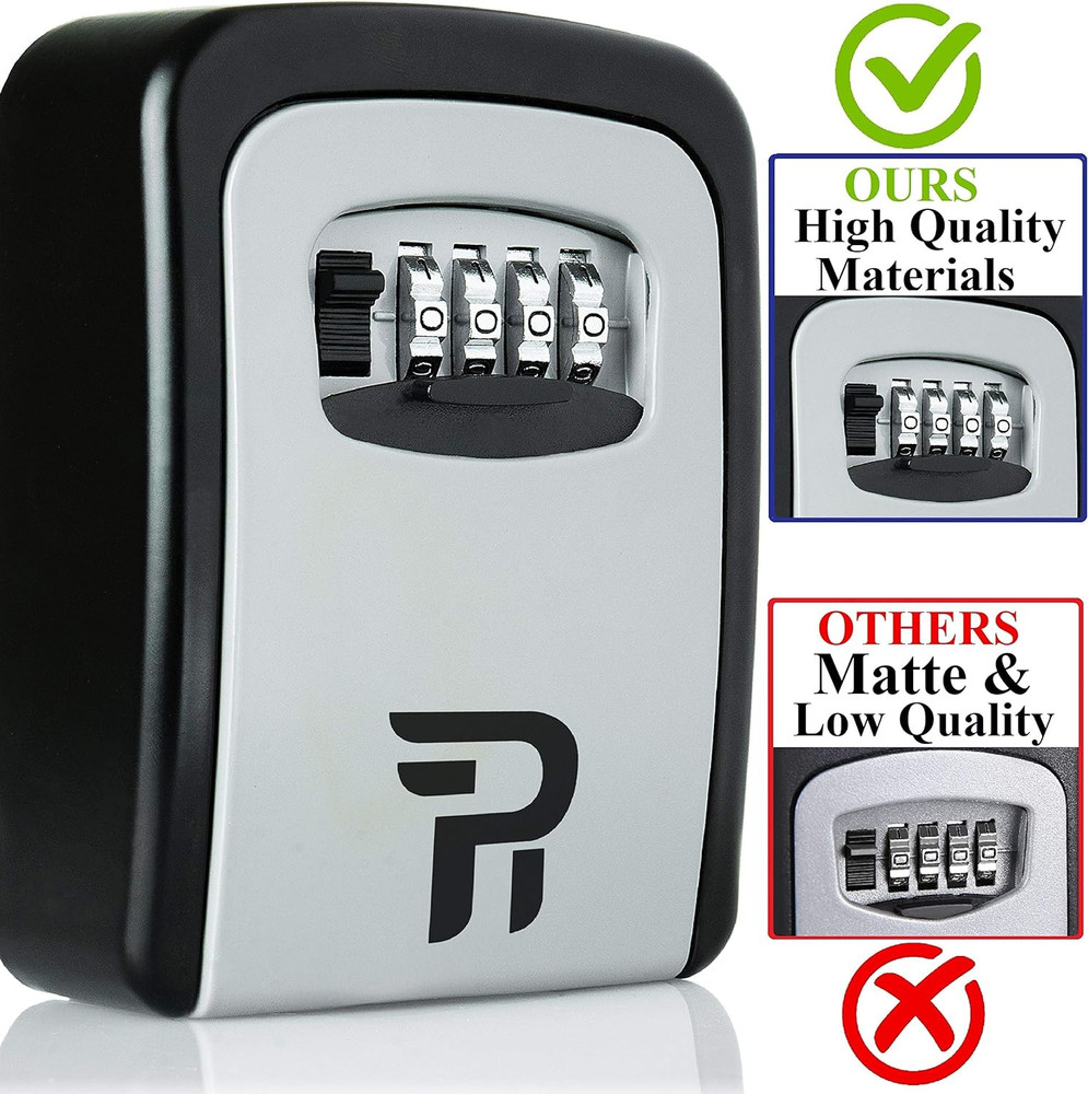 Key Lock Box Outdoor with Code – Wall Mount Security Lockbox for Spare Keys outs