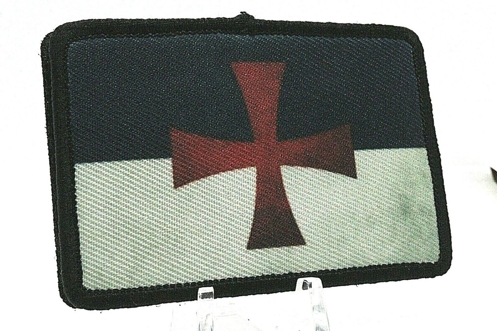 Beauceant templar battle flag 2"x3" hook & loop tactical morale patch